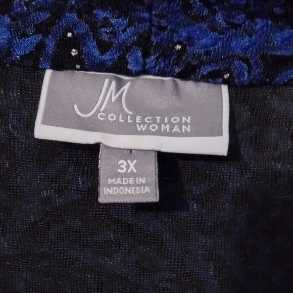 JM Collection Navy and Black Cardigan With Built In Top - Picture 2 of 5